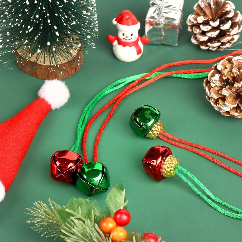 LIGHOON 24 PCS Christmas Jingle Bell, Necklace Bells with Rope for Christmas Holiday Party Decoration Supplies (Red, Green) - Image 3